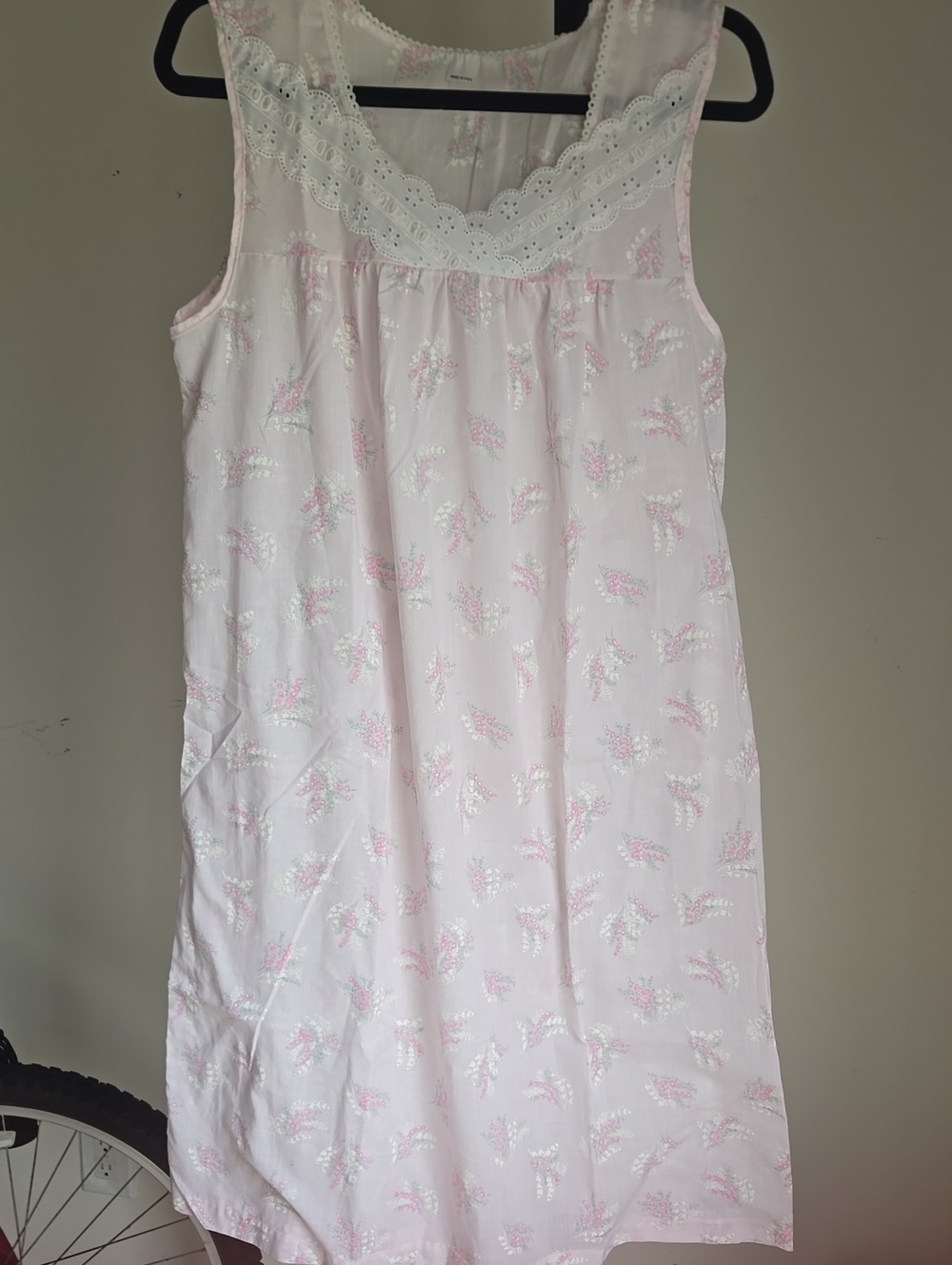 Vintage 1970's Sears Lace-Trim Pink Floral Nightgown Size: Small